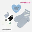 【5月1日限定!!今だけポイント10倍】LOVETOXIC ラブトキシック ショートソックス くるぶし丈 ライン刺しゅう ロゴ ワンポイント 靴下 女の子 キッ...