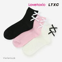 【5月1日限定!!今だけポイント10倍】ラブトキシック LTXC ソックス リブ クルー丈 靴下 りぼん付 女の子 キッズ ジュニア オフ ピンク ブラック 2...