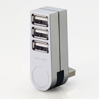 エレコム USBHUB2.0/スマートハブ/バスパワー/3ポート/直挿し/シルバー U2H-T...