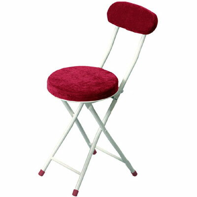 東谷（あづまや） ロンダ チェア PC-32RD スツール クッション 隙間収納 いす イス パソコンチェア 椅子 チェアー 丸イス 丸椅子 フォールディングチェア 背付き 背もたれクッション付 折りたたみ式 折畳 折りたたみチェア 北欧 腰掛け ダイニングチェア 折りたたみ椅子