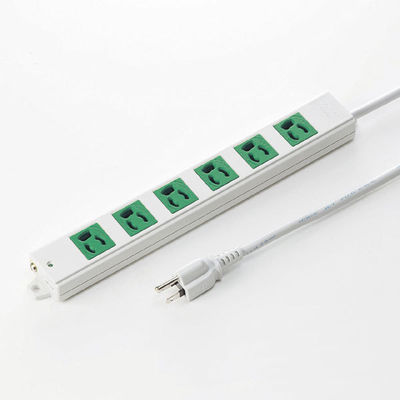 Rakuten - 3P、3m、6個口タップ緑色(バックアップ用) サンワサプライ TAP-K6-3G タップ バックアップ コンセント エクステンションコード 家庭用 電源 グリーン 6口 3メートル 安全 便利 電化製品 電気製品 長さ コンパクト 保護 複数口 設置 シンプル 軽量