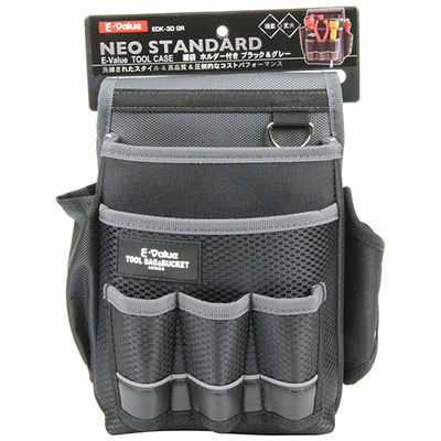 腰袋 ホルダー付き グレー EDK-3D GR E−Value 4977292148948 高品質 コストパフォーマンス 軽量 丈夫 ..