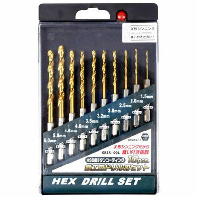【メール便での発送商品】 HSS鋼チタンコーティング鉄工用ドリル刃セット 10本組 GTNDS-10 GREATTOOL 4904781384235 HSS鋼 ...