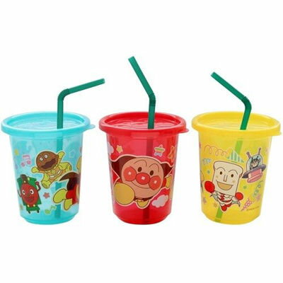 レック アンパンマン ストローカップ 3個入 (プラカップ フタ付き)KK-192 4903320159105 子供 かわいい 楽しい 冷たい飲み物 3個セット フタ付き 安心 可愛い柄