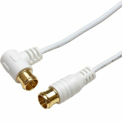 ホーリック 【メール便での発送商品】 HORIC 極細アンテナケーブル 5m ホワイト 両側F型差込式コネクタ L字/ストレートタイプ HAT50-109LPWH スリム設計 地デジ対応 差込式コネクタ 5m長 F型コネクタ L字形状 両端金メッキ 中国製 1年保証 発送