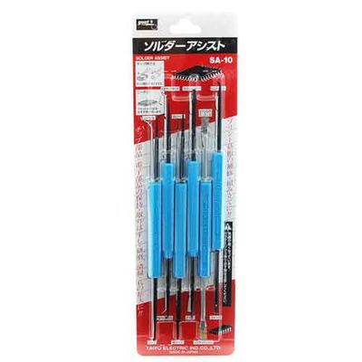 ●【用途】●チップ部品・電子部品の保持、取り外し等に●【機能・特徴】●1本で2種類使える両頭式です●プリント基板の補修・組立てに便利な補助工具6本セットです●ホビーから業務用まで多目的用途にご使用いただけます●【仕様】●全長180mm・重量約60g●【セット内容付属品】●セット内容:丸型チップ押さえ、平型チップ押さえ、リムーバー、フォーク、スクレッパー、ナイフ、ニードル、フック、角リーマー、丸リーマー、ステンレスブラシ、真鍮ブラシ●【商品サイズ】重量80g●商品コード:4975205410007●JANコード:4975205410007●ブランド名:グット●商品名:ソルダーアシスト 6本組●規格:SA-10●こちらの商品はメール便での発送となります。●商品のお届けには、発送日から2〜3営業日でのお届け予定です●宅配便とは異なり、ポスト投函でのお届けです●日時指定、代金引換、熨斗や包装のご要望はお受けできませんこと予めご了承ください●【代金引換払い】【お届け時間指定】はご利用になれませんので、あらかじめご了承ください。●JANコード：4975205410007工具・作業用品＞作業用品＞手作業工具/ハンダ用品＞グット4975205410007こちらの商品の送料区分は「100」です。