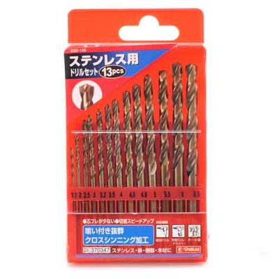 【メール便での発送商品】ステンレス用ドリルセット ESD-13S E−Value 4977292370349 ステンレス用ドリルセット ドリル刃 ステンレス鋼 穴あけ E-Value セット内容 コバルトハイス鋼 13本組 用途 特徴 仕様 対抗機種
