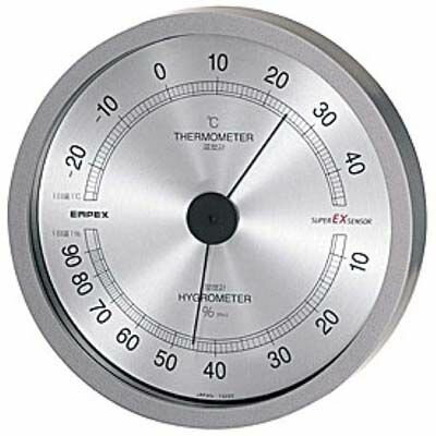 EMPEX エンペックス 高品質温・湿度計 スーパーEX メタリックグレー EX-2727 高品質 測定精度高 メタリック 使いやすい スタイリッシュ 軽量 PS樹脂 調節範囲広 湿度計 温度計