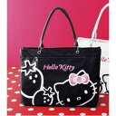 HeLLo Kitty ハローキティ ストロベリートートバッグ/鞄 【マチ ポケット付き】 ブラック(黒) ds-1569418