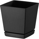 大和プラスチック クエンチローポット 皿付4号 (0.6L ブラック) 4903266721619 インテリア カラーバリエーション ガーデニング プレート 利便性 ポリプロピレン