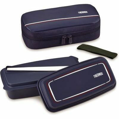 フレッシュランチボックス ネイビー サーモス DJO-600NVY ランチボックス 保冷力 小容量 ドーム型フタ 食洗機対応 ポーチ ハシベルト 小学生 大人向け