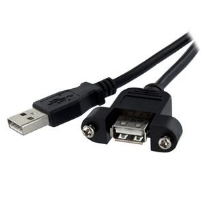 その他 (まとめ)StarTechUSB2.0パネルマウント型ケーブル 30cm パネルマウント用USB Aポート(メス)-USB Aポート(オス) ブラックUSBPNLAFAM1 1本【×5セット】 ds-2142613