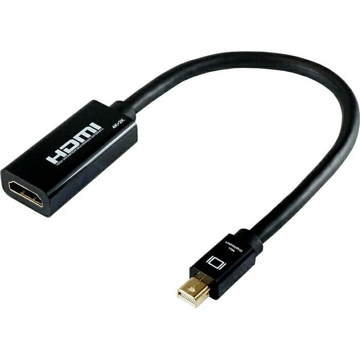 ホーリック  Mini DisplayPort→HDMI変換アダプタ 10cm Mini DisplayPortオス-HDMIメス MDPHDF01-178BK