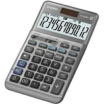 カシオ W税率電卓 12桁 JF-200RC-N【納期目安:2週間】 消費税計算 軽減税率 操作性 視認性 税率設定 税込計算 税抜計算 太陽電池