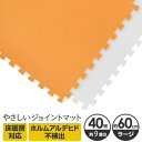 その他 やさしいジョイントマット 約9畳（40枚入）本体 ラージサイズ（60cm×60cm） オレンジ×ホワイト 〔大判 クッションマット 床暖房対応 赤ちゃんマット〕 ds-2262230