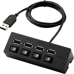 エレコム USBHUB2.0/機能主義/個別スイッチ付/バスパワー/4ポート/100cm/ブラック U2H-TZS428BBK