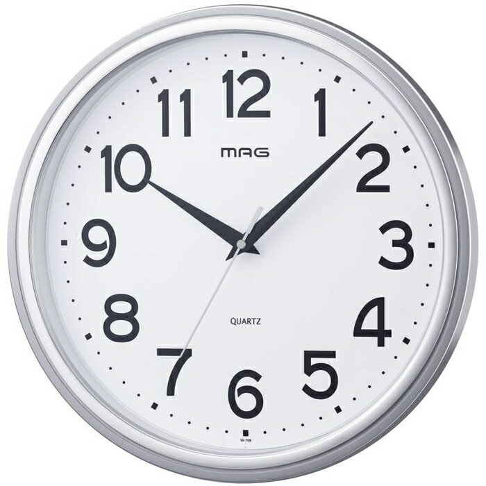 MAG 業務用にも!視認性にすぐれたシンプルな掛時計 MAG掛時計 マグマル 銀メタリック W-759SM-Z