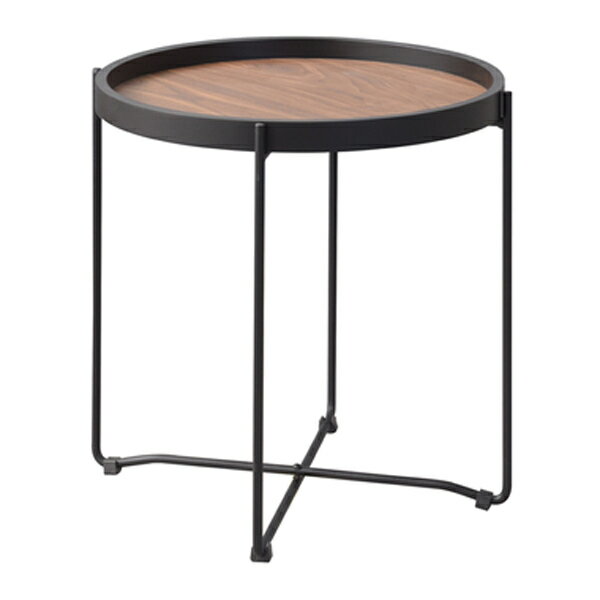 ラウンド トレーテーブル S 東谷（あづまや） CIR-501BR 天板取り外し ミラー天板 木目調 壁掛けミラー..