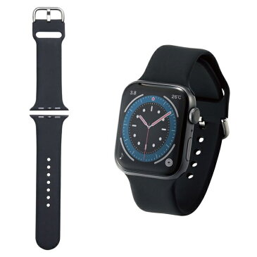 エレコム アップルウォッチ Apple Watch バンド SE 6 5 4 (44mm) SE 3 2 1 (42mm) シリコン ブラック AW-44BDSCBBK