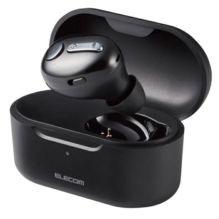 エレコム Bluetoothヘッドセット 片耳(左右対応) 小型 充電ケース付き MEMSマイク 通話可能 音量ボタン付き ブラック LBT-HSC32MPBK