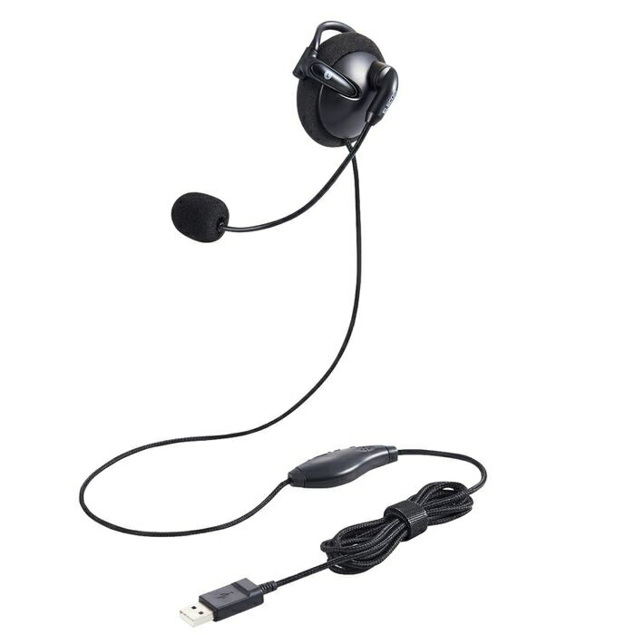 エレコム ヘッドセット 有線 USB 左耳 ヘッドホン マイク付き PS5 PS4 Nintendo Switch 対応 ブラック HS-EH01UBK