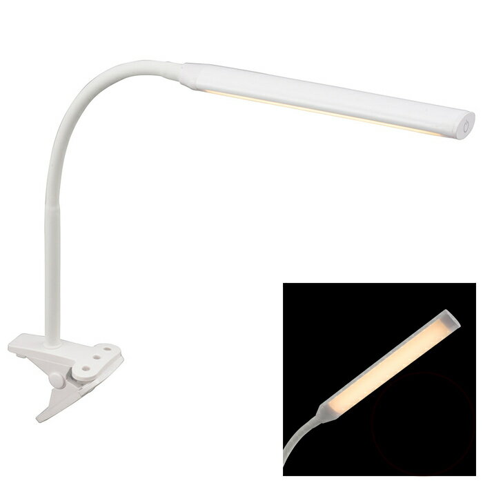 LEDクリップライト LC24C-WL電球色(ホワイト) オーム電機 LTC-LC24C-WL 調光機能 フレキシブルアーム エネルギー効率 ルーメン 照度 電球色 タッチスイッチ 専用ACアダプター リビング 寝室 省エネ シンプルデザイン クリップ取り付け 明るさ調整 軽量 広範囲照射 モダン