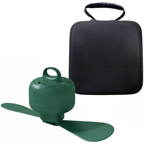 MEDIK 天上扇風機 吊り下げ携帯型小型ファン USB充電式 ダークグリーン+天上扇風機収納ケース【セット】 MCH-A110DG【納期目安：1週間】 熱中症対策 吊り下げ 小型ファン ダークグリーン 持ち運び便利 静音設計 リモコン付き 25時間稼働