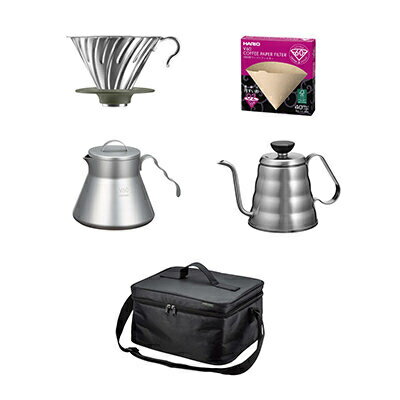 おしゃれなコーヒー・コーヒーグッズ 【あす楽】ハリオ V60 アウトドアコーヒーベーシックセット アウトドア仕様のコーヒー器具シリーズ(※コーヒーミル、スタッキングマグは付属していません) O-VOCB