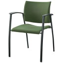(まとめ)ライオン事務器 LEOオフィスミーティングチェア グリーン LE-2420F-GR 1脚【×2セット】 ds-2515504 ライオン事務器 ミーティ...