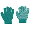 (まとめ）カラーのびのび手袋 すべり止め付 緑 【×10セット】 ds-2517227
