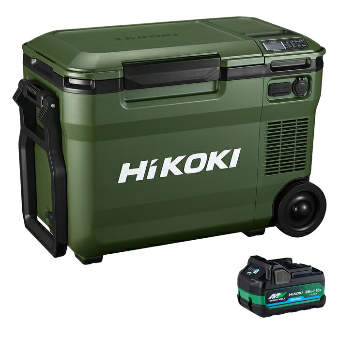 14.4/18V コードレス冷温庫 25Lタイプ 3電源対応 -18℃〜60℃ 17段階温度設定 高容量蓄電池1個付き ACアダプタ 車載用DCコード付き フォレストグリーン HiKOKI UL18DBA(WMGZ) 25L 高容量蓄電池 温度設定 USB-C端子 分割可能 急速充電 多機能 ポータブル