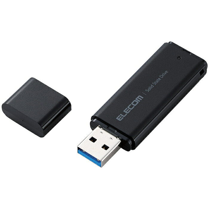 Rakuten - SSD 外付け 250GB USB3.2 Gen1 読出最大400MB/秒 超小型 ポータブル キャップ式 耐衝撃 ブラック エレコム ESD-EMC0250GBK