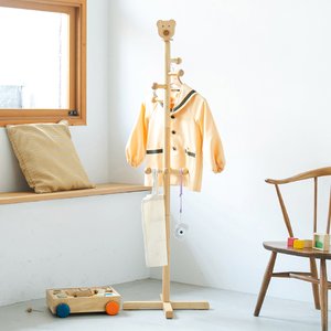 キッズハンガー くま(ナチュラル) コートハンガー ポールハンガー 入学 入園 北欧風 収納 制服 キッズ 子供 木製 ナチュラル 韓国インテリア NK-4022 ds-2531131 くま