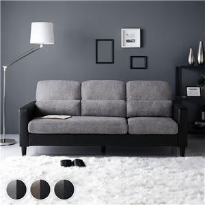 カウチ ソファー 3人掛け 単品 〔 グレー × ブラック 〕 コンパクト カバーリング クッション付き ローソファー ds-2531268 クッション