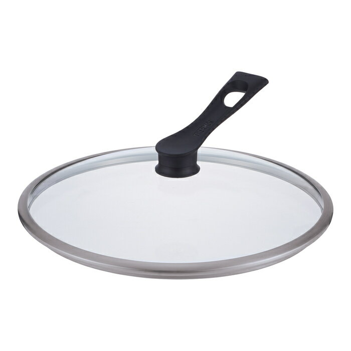 スタンド式ガラスフタ KLH ブラック キッチンツール サーモス KLH-030-BK【納期目安：1週間】 スタンド ガラスフタ 見やすい 便利 内径30cm 強化ガラス フェノール樹脂 保冷効力