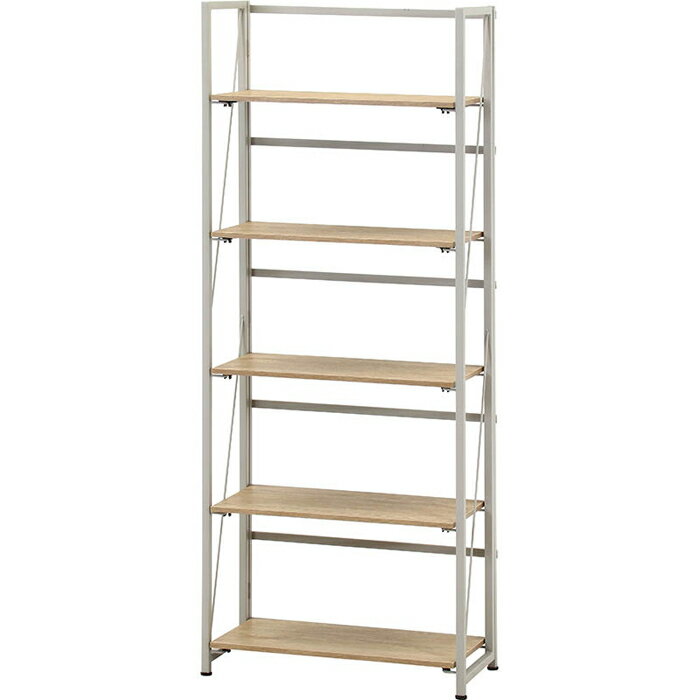 不二貿易 折りたたみシェルフ アロン5段 NA FBC986-B(ナチュラル) FJ-73645 5段 ナチュラル オープンシ..