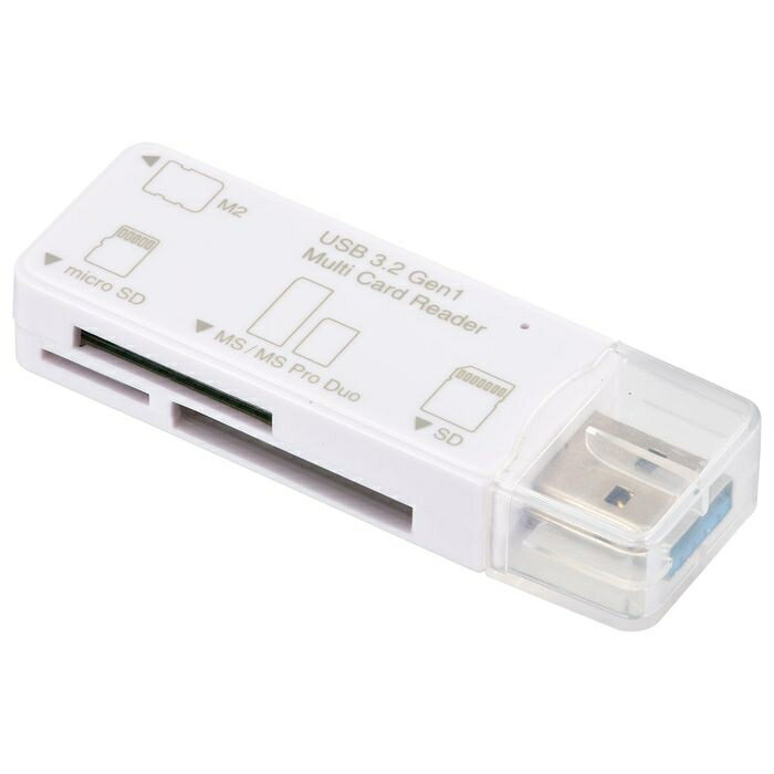 オーム電機 マルチカードリーダー 49メディア対応 USB3.2Gen1 ホワイト PC-SCRWU303-W