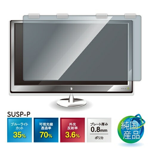 光興業 ブルーライトカットフィルター 吊り下げ SUSP-P 24.5〜25.5 クリア SUSP-2425P ブルーライトカット 保護フィルム 液晶ディスプレイ 眼の疲れ ポリカ