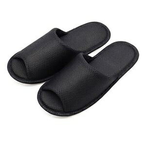 (まとめ) 洗えるメッシュスリッパL ブラック 【×2セット】 ds-2554156 スリッパ メッシュ 洗える かか..