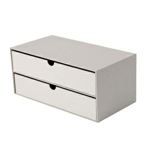 紙製卓上収納 リトレイ チェストワイド2段タイプ RTY-CW01LG ds-2563202 紙製収納 チェストワイド ライトグレー 再生紙 インテリア 収納 郵便物 ポストカード 環境にやさしい クラフト色 モノトーン 統一感 すっきり 軽量 耐荷重 積み重ね