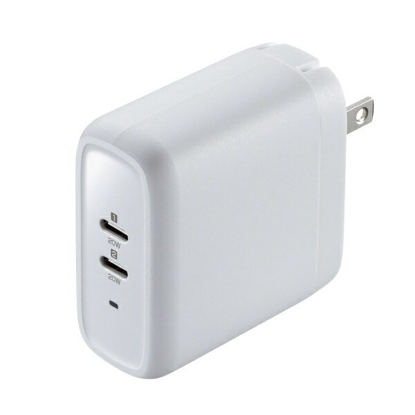 サンワサプライ USB PD対応AC充電器(PD20W×2ポート) ACA-PD97W PD充電器 急速充電 2ポート充電器 Type-C充電 コンパクト充電器 スマホ急速充電 PD規格充電器 ACアダプタ