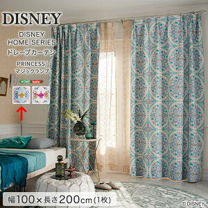 ホームテイスト DISNEY/ディズニー ドレープカーテン 100×200cm×1枚【PRINCESS/Magic lamp プリンセス/マジックランプ】(グリーン) SH-26-DPM200-GE