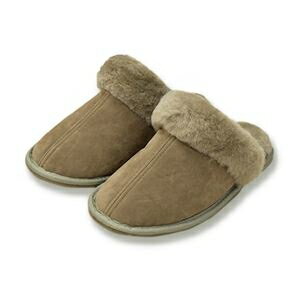 ムートンスリッパ オリーブ Lサイズ【代引不可】 ds-2563345 快適 暖か 滑り止め ふわふわ 贅沢 ウール..