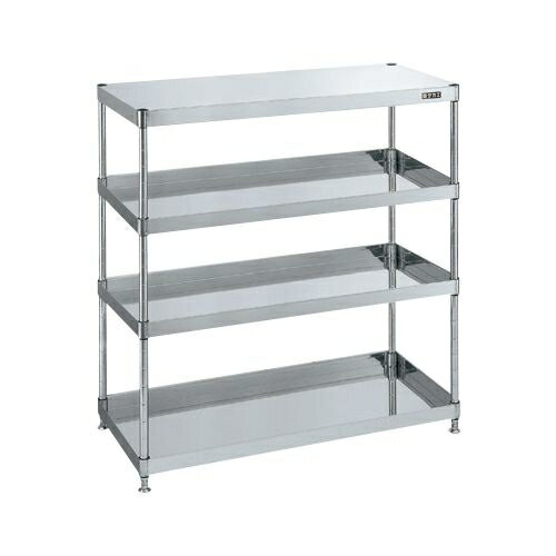 サカエ ステンレスCSパールワゴン(固定タイプ) CSPN490124 ステンレスワゴン ボルトレス アジャスター 耐荷重150kg 小型ラック RoHS10物質対応 組立簡単 棚板組み替え フラット型 SUS430