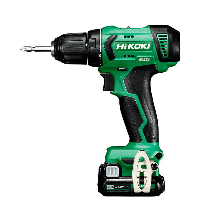 10.8V 充電式 コードレスドライバドリル (10.8V-2.0Ah 蓄電池2個 充電器付) KH02 HiKOKI DS12DA(2BS) 充電式ドライバドリル コンパクト設計 多機能 作業効率向上 LEDライト キーレスチャック 低負荷回転数 先端形状最大把握径10mm 10.8V-2.0Ah蓄電池