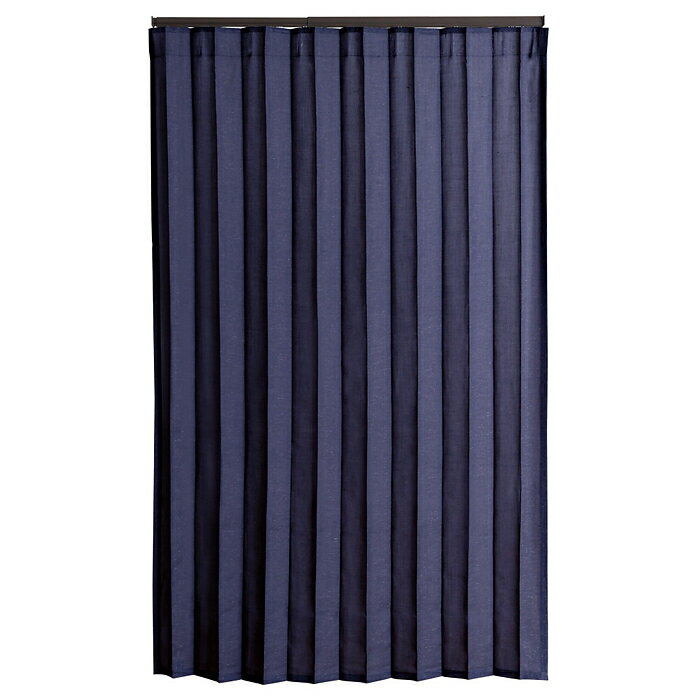 ホームテイスト つっぱりアコーディオンカーテン 100×174cm 麻混仕様 (ブラウン×ブルー) SH-16-TADC-A ..