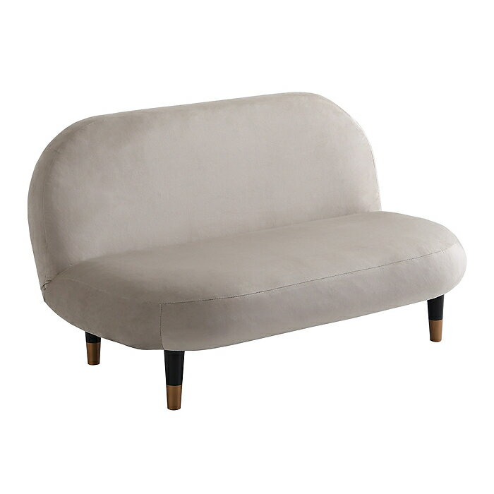 ホームテイスト 大人かわいいインテリア 2人掛けラウンドソファ 【Chammy -チャミー-】(ベージュ&ブラック) SH-07-OKRS2 インテリア かわいい ラウンドソファ 大人 チャミー ベージュ リクライニング ポケットコイル コンパクト 長時間リラックス