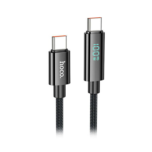 日本トラストテクノロジー JTT hoco U125 ディスプレイケーブル PD100W ブラック U125-CC-BK【納期目安:1週間】 充電速度 デジタル電力計 PD充電 ナイロンメッシュ外装 USB2.0 中国