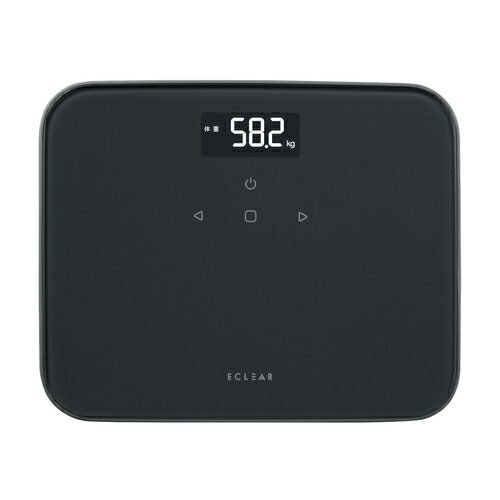 体重計 ヘルスメーター 乗るだけ 自動認識機能付 100g単位 コンパクト ECLEAR Plus チャコールブラック エレコム HCS-S02BK