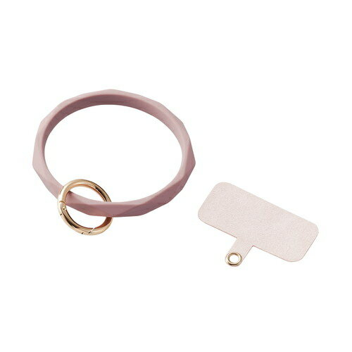 【メール便での発送商品】スマホストラップ 手首 ハンド シリコンハンド(ダイヤカット) ストラップシート付 携帯ストラップ &me ピンク エレコム P-STHSIDPN